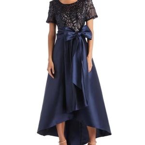 R&M Richards Women's High-Low Satin Dress